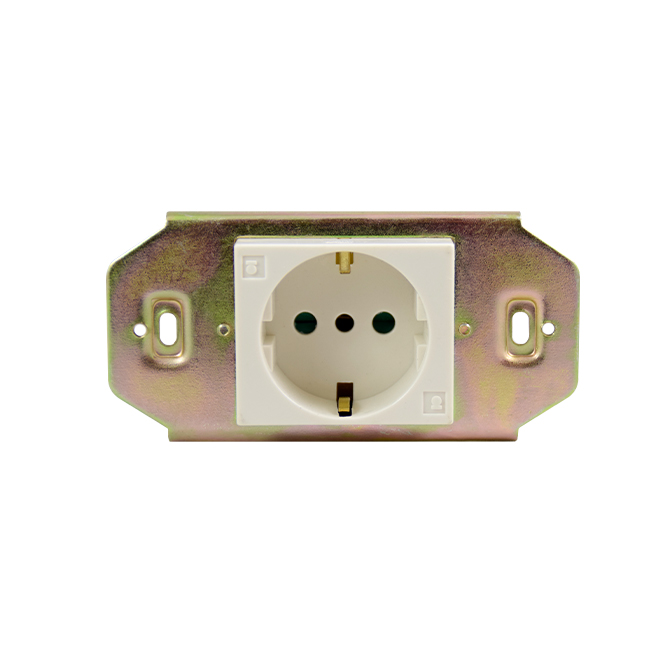 1034 Shuko outlet module with grid 16A, 250 V, Colour: White - Image 1
