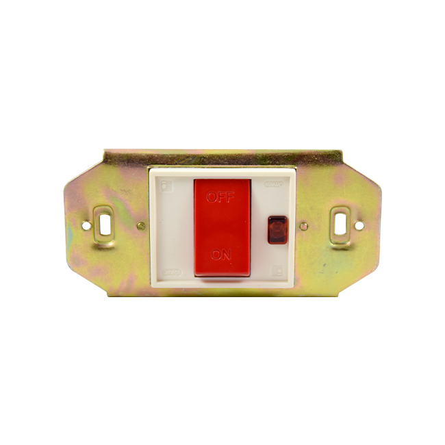 1050 50A illuminated power switch with grid 50A, 250 V, Colour: white with red rocker - Image 1
