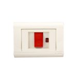 50A illuminated power switch with grid and click cover plate 50A, 250 V, Colour: white with red rocke