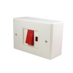 50A illuminated power switch with outside mounting box rating 50A, 250 V, Colour: White