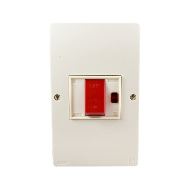 1055 50A illumnated power switch with large faceplate rating 50A, 250V, Color:white - Image 1
